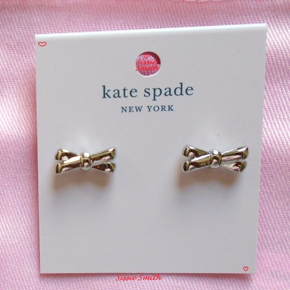 ♠️ Kate Spade ♠️️ Silver Double Bow Stud Earrings - Picture 2 of 7